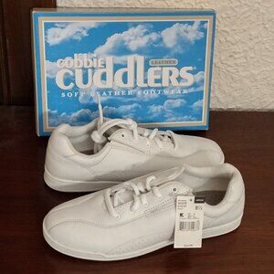 NWT Cobbie Cuddlers Women's White Leather Comfort Tennis Shoes, Size 8 1/2